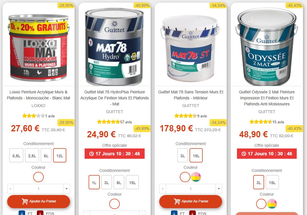 Peintures de finition pour plafond